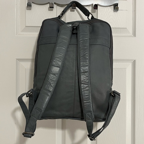 Free People East End Gray Leather Backpack Laptop Bag Carryall Commuter Tote main image 6